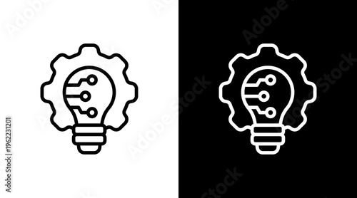 Technology Innovation White Icon Set Design