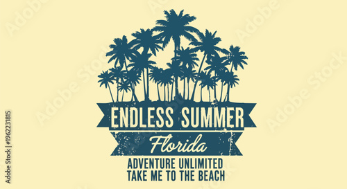 Vibrant Palm Trees with Detailed Grunge Effect, perfect for travel marketing, summer events, and beach promotions.