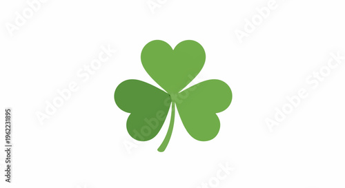 A simple green cloverleaf symbol on a white background