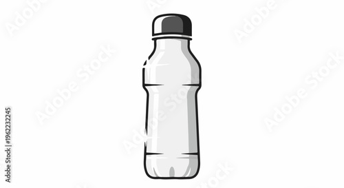A minimalist illustration of a reusable water bottle with a grey cap