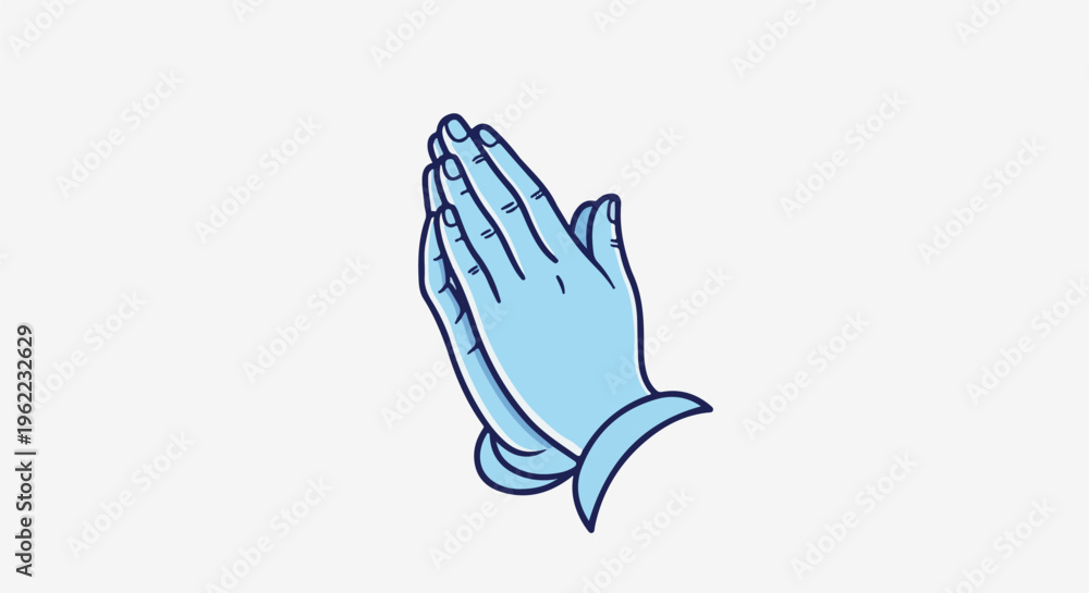 Obraz premium A minimalist, stylized illustration of two light blue hands clasped together