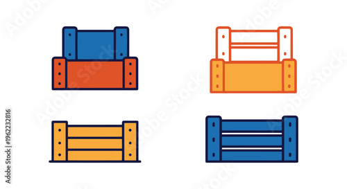 Stackable Crate Line art creative abstract decorative vector
