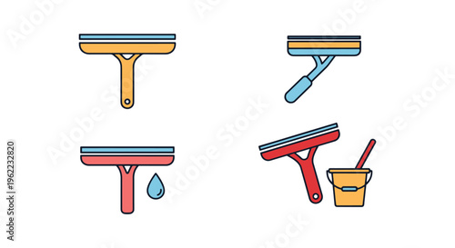 Squeegee Line art vector set creative shape abstract