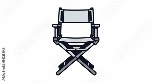 A portable director's chair, made of dark gray and light gray fabric
