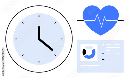 Time management concept integrating health tracking and data monitoring tools. Time management supports productivity, health monitoring, and informed decision-making. For wellness, productivity apps