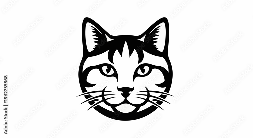 Obraz premium A striking black and white illustration of a cat's face