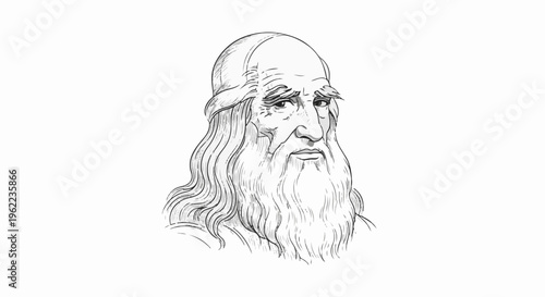 A striking, detailed sketch of a bearded man with a cap