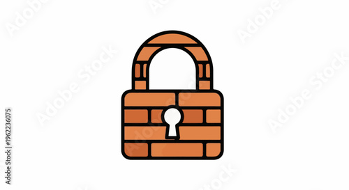 A padlock icon shaped like a brick wall with a white keyhole