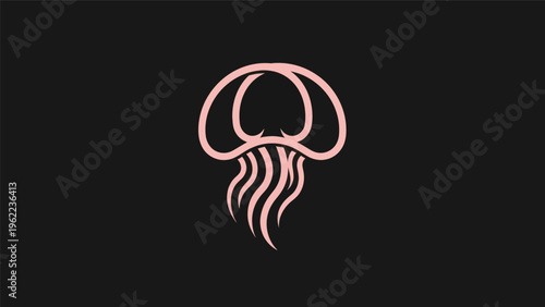 Pink jellyfish silhouette on black background