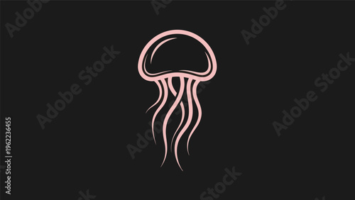 Pink jellyfish silhouette on black