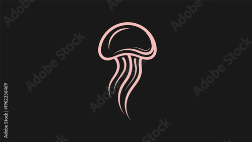 Pink jellyfish silhouette on black background