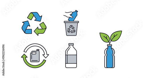 Plastic reuse icon Line art clean abstract vector design