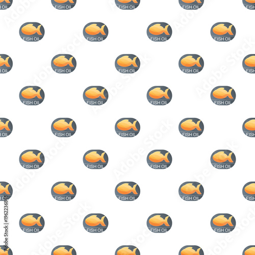 Repeating fish oil icons creating a seamless pattern illustrating a healthy supplement