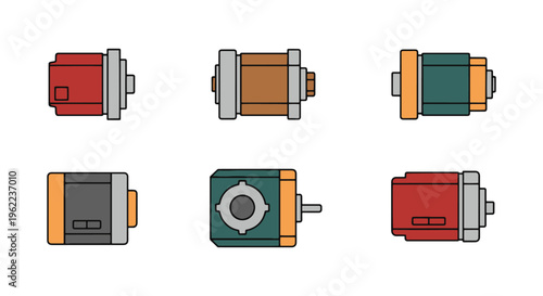 Stepper Motor Line art vector simple shapes