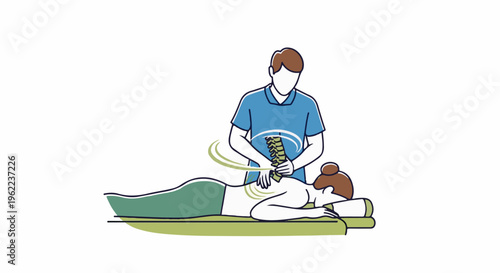 A person receives a therapeutic massage focused on spinal alignment and relief