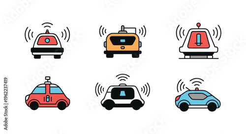 Self driving Vehicle Line art creative abstract vector