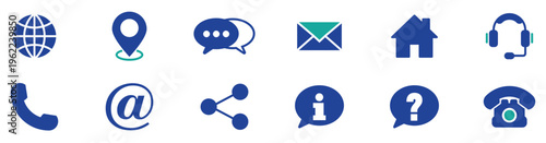 Contact Us and Customer Support Line Icon Collection