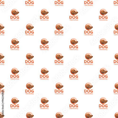 Dog head logos creating a seamless pattern for pet care and training concepts