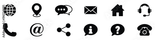 Communication and Contact Icon Set for Web and Mobile