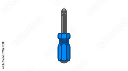 Blue handled screwdriver with metal tip.