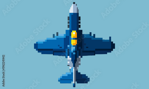 A blue fighter jet soars through a clear sky on a sunny day flying fast.