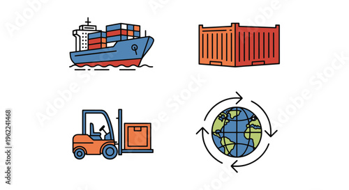 Ship Cargo Line art vector modern abstract pattern