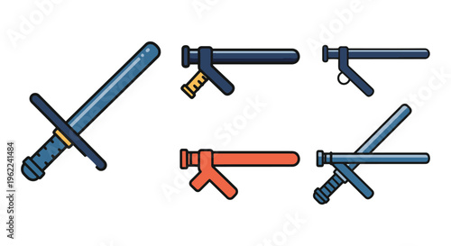 Police Baton Line art vector simple color pattern