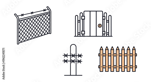 Security Fence Line art vector clean abstract illustration