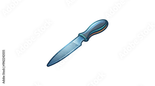 Blue kitchen knife with handle.