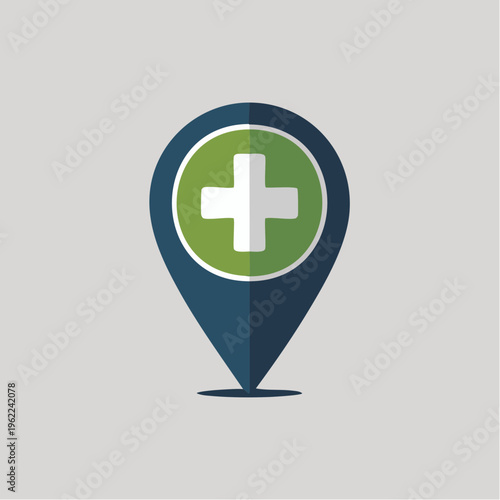 Vector icon of hospital location pin, healthcare navigation