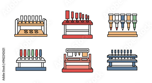Slide Staining Rack Line art simple color pattern illustration
