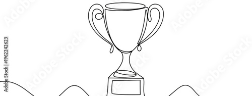A single continuous line drawing of a trophy cup representing achievement and competitive success Vector