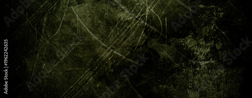 Olive Green Scratched Grunge Wall Texture – Dark Military Background