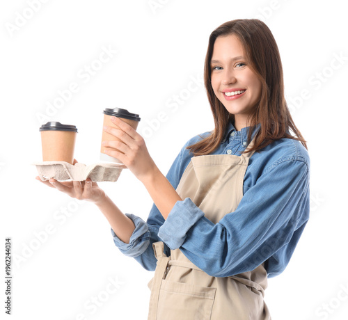 Happy young female barista ...