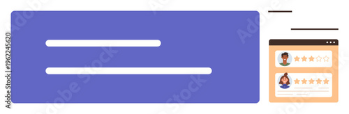 Customer feedback, online reviews, user interface, reputation management, digital reputation, UX design. A web page with user profiles and star ratings. Customer feedback and online reviews concepts