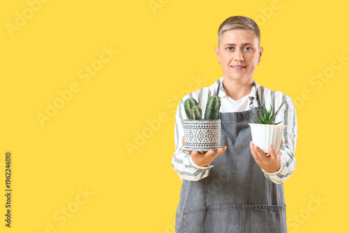 Female gardener with short ...