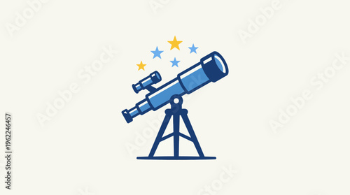 Cartoon Telescopes with Stars on Cream Background