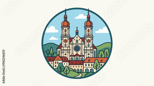 Iconic Basilica in a Circular Frame