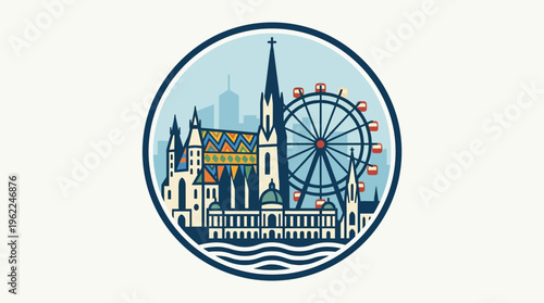 Vienna Cityscape Icon Buildings Ferris Wheel and Skyline
