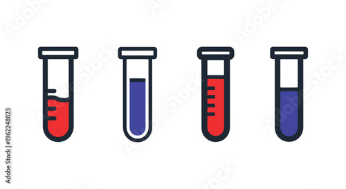 Test Tube Line art vector set creative color shapes illustration