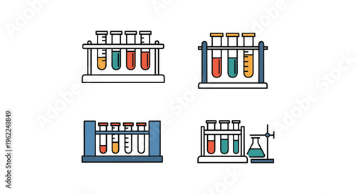 Test Tube Rack Line art vector modern abstract colorful pattern