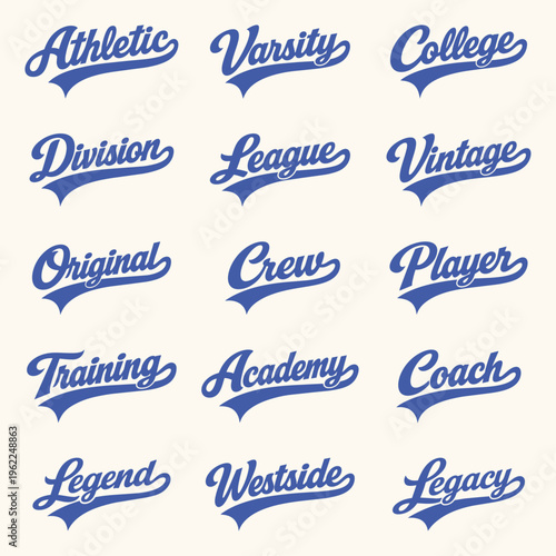 Vintage Varsity Lettering Set in Blue