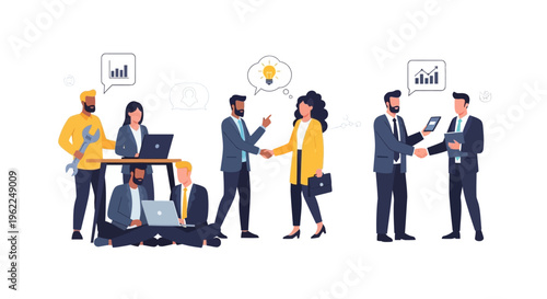 Business Collaboration & Partnership. Diverse Professional Teamwork for Strategy, Innovation, Success & Growth. Corporate Concepts.