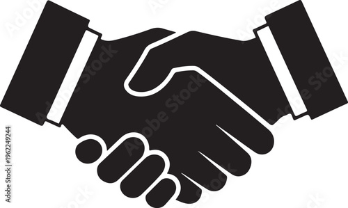 Handshake icon, business partnership symbol, agreement handshake, black vector graphic