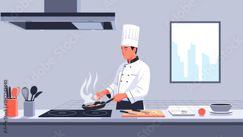 Chef preparing food in a modern kitchen