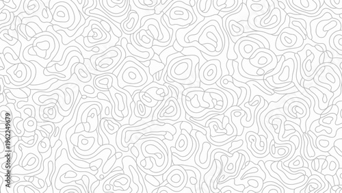 Seamless Abstract Organic Line Pattern with Subtle Topographic Contours on White Background