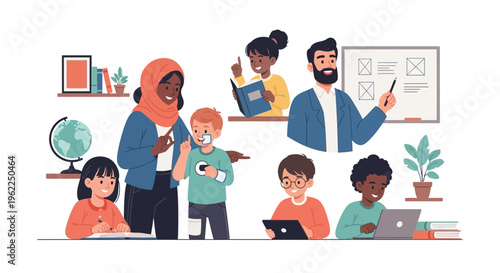 Inclusive Learning: Diverse Students and Teachers in a Modern Educational Setting