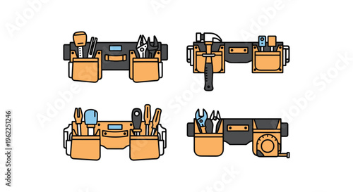Tool Belt Line art vector set clean abstract modern