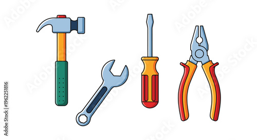 Tool kit Line art vector set minimal abstract modern illustration