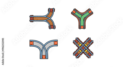 track junction Line art vector clean abstract shape illustration